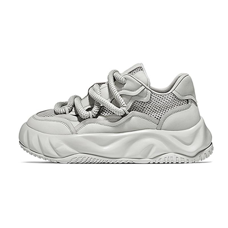 opp france Grey summer new unisex thick soled height increasing bread shoes with mesh breathable sports shoes