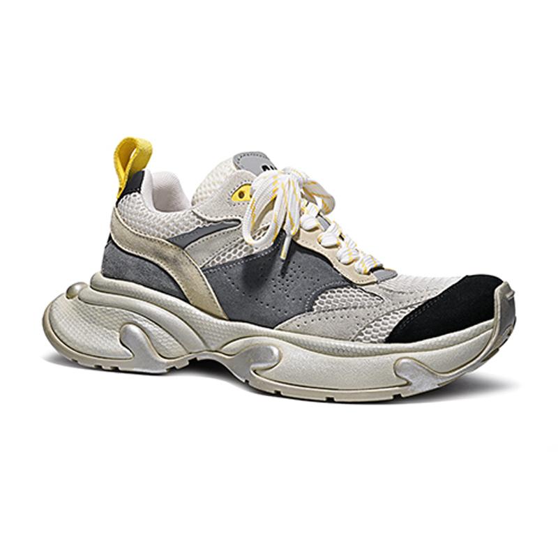 Opp France Grey White Cool And Breathable Versatile Unisex Dad Shoes With Thick Soles Niche Casual Shoes