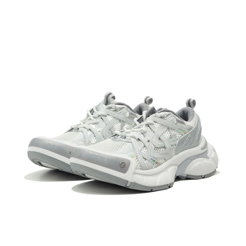 Opp France Grey White Thick-soled Breathable Sports Shoes For Men And Women