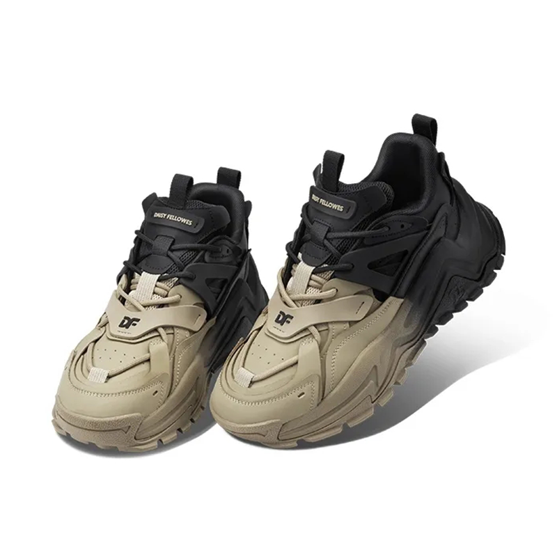 Opp France Khaki Black Thick Sole Height Increasing Retro Sports And Casual Shoes For Men And Women