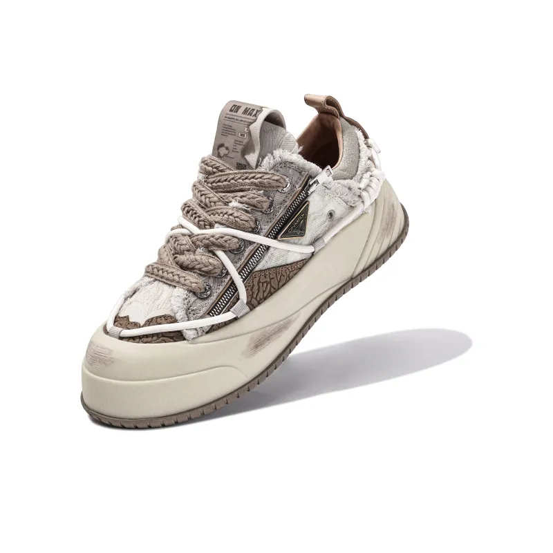 Opp France Khaki Tassel-edged Trendy Lace-up Casual Shoes For Men And Women