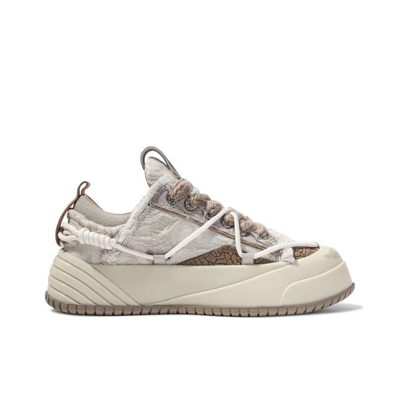 Opp France Khaki Tassel-edged Trendy Lace-up Casual Shoes For Men And Women