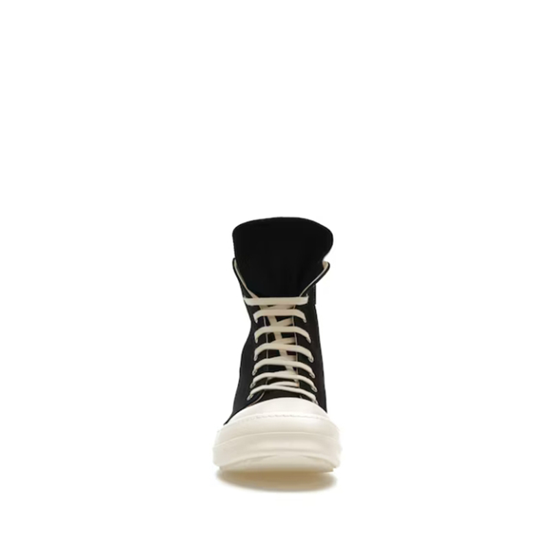 Opp France Lace-up Simple Canvas Black Retro Unisex High-top Casual Shoes Ankle Boots