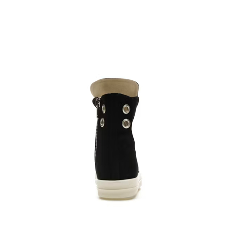 Opp France Lace-up Simple Canvas Black Retro Unisex High-top Casual Shoes Ankle Boots