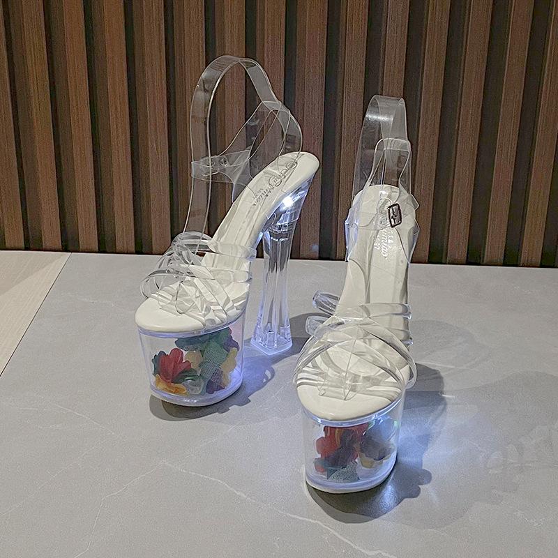 Opp France Luminous Metal Buckle Super Heel Sandals
