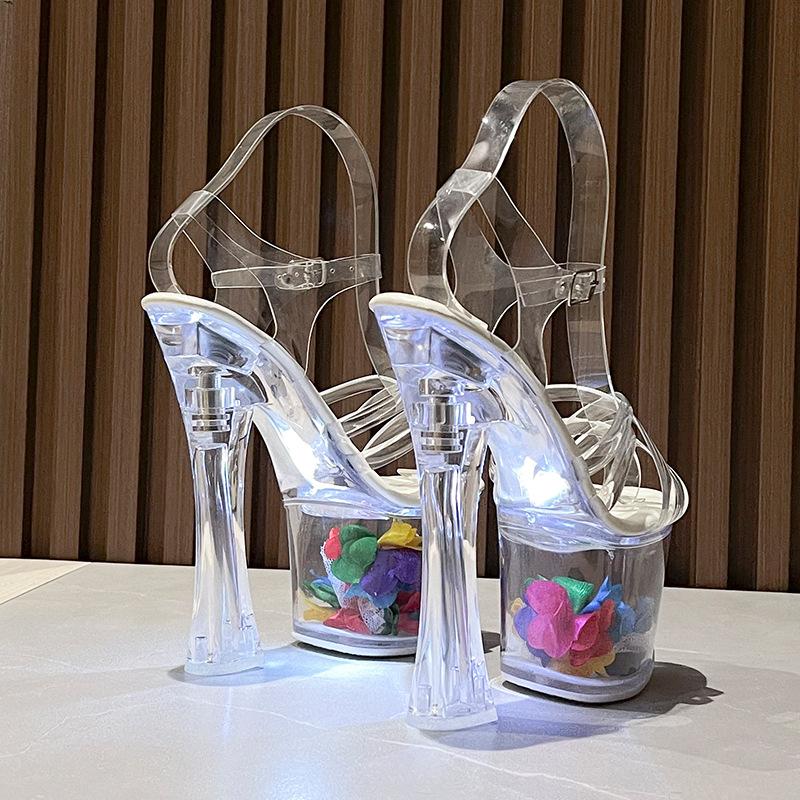 Opp France Luminous Metal Buckle Super Heel Sandals
