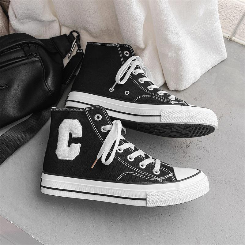 Opp France Men High Top Letter C Canvas Shoes Black
