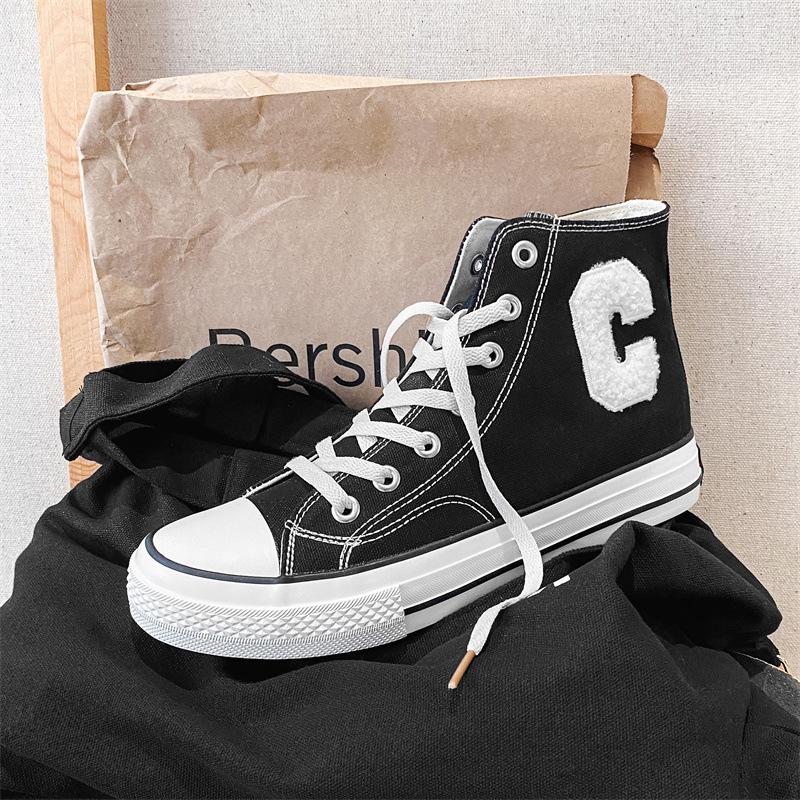 Opp France Men High Top Letter C Canvas Shoes Black