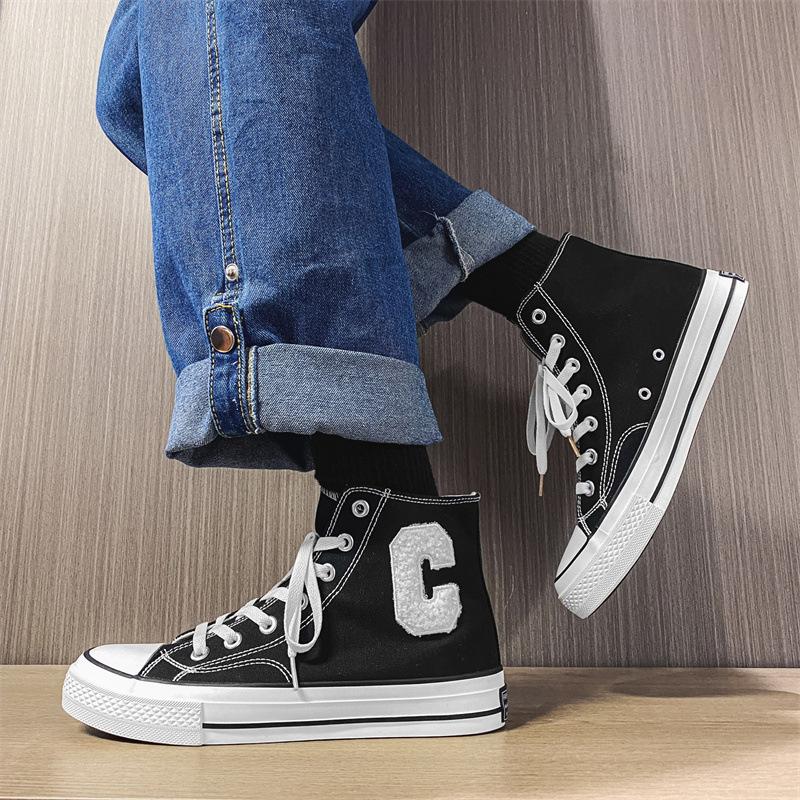 Opp France Men High Top Letter C Canvas Shoes Black