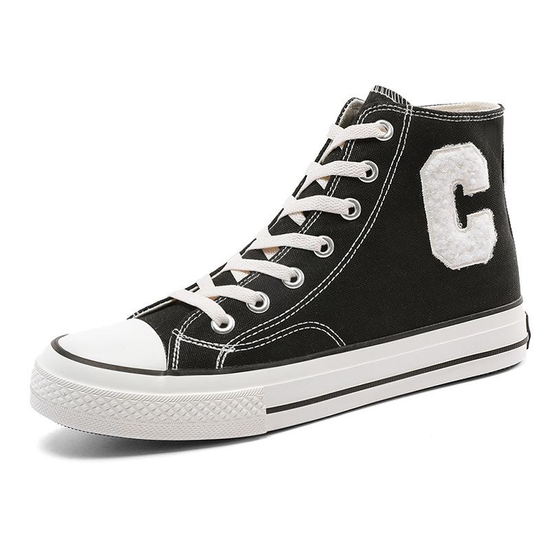 opp france Men High Top Letter C Canvas Shoes Black