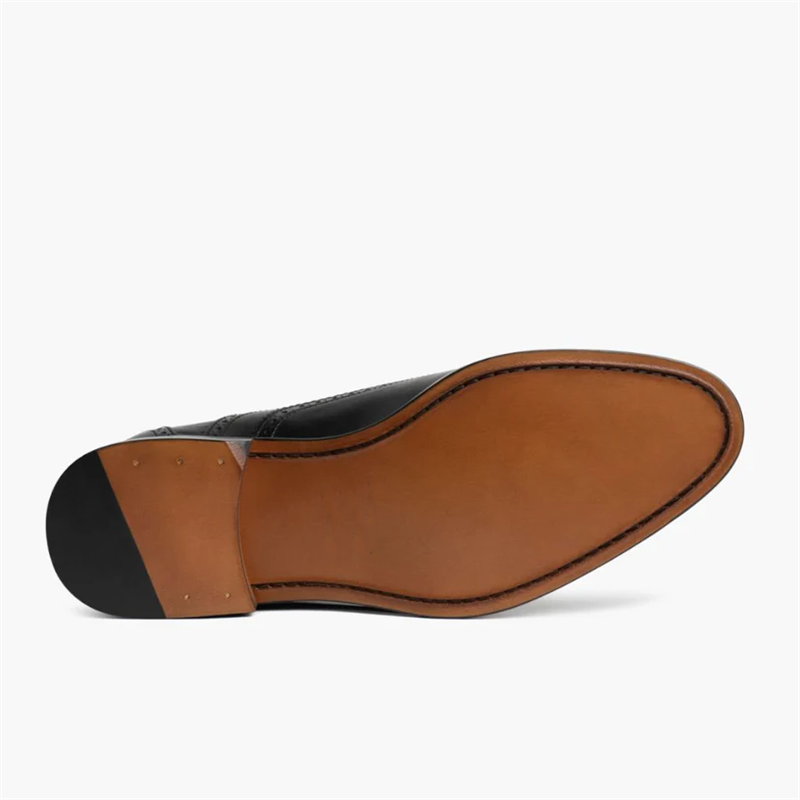 Opp France Men’s Brogue Carved Fashion Lace-Up Leather Shoes Black