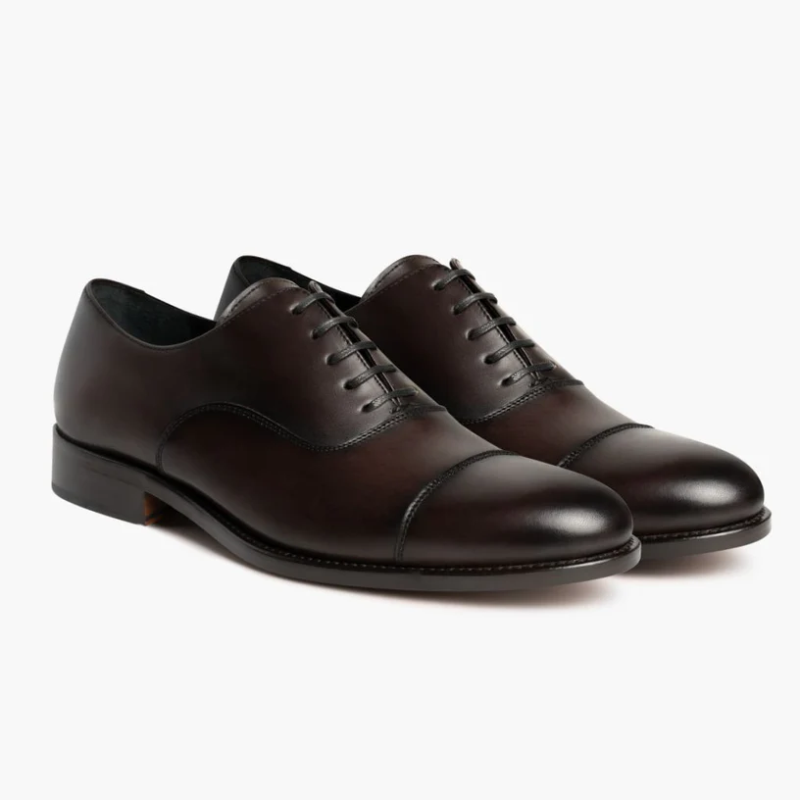 Opp France Men’s Business Fashion Simple Lace-up Leather Shoes Chocolate