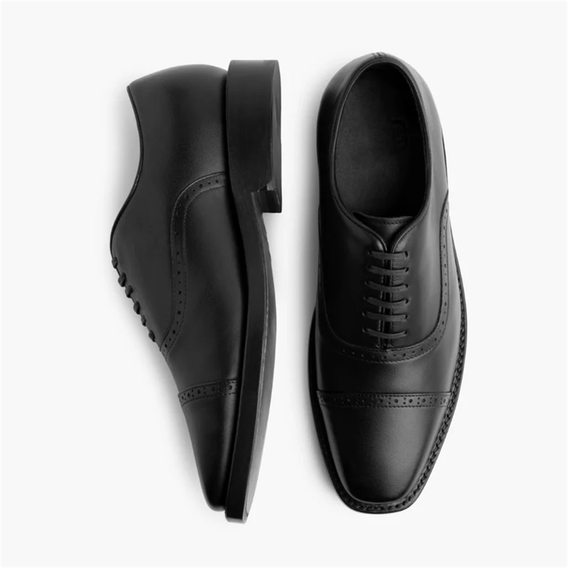 Opp France Men’s Fashion Carved Men’s Lace-up Business Leather Shoes Black
