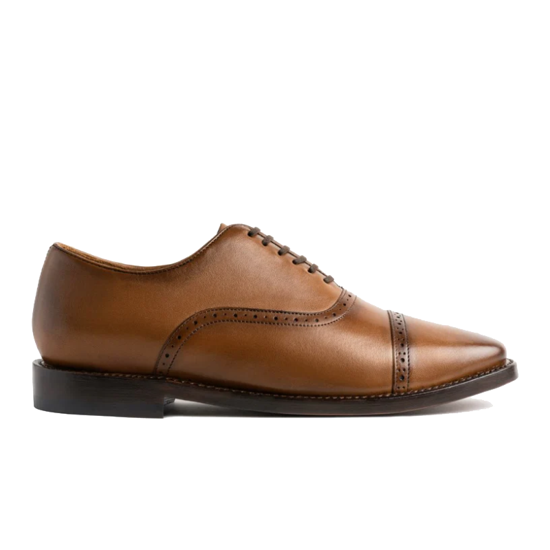 opp france Men’s Fashion Carved Men’s Lace-up Business Leather Shoes Toffee
