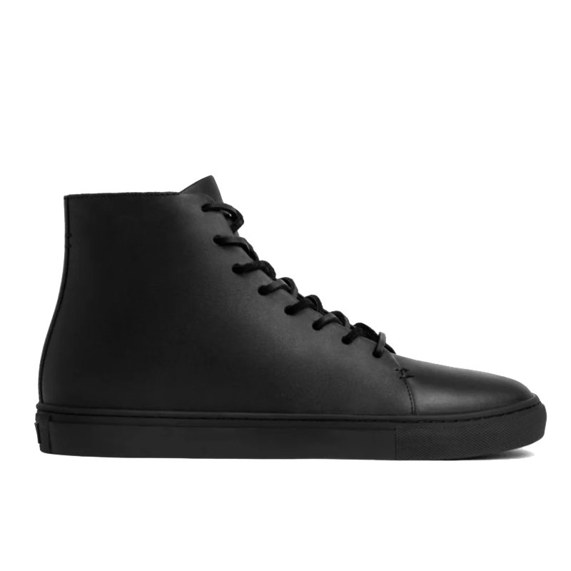opp france Men’s High Top Lace-up Simple Leather Casual Shoes Black Vachetta