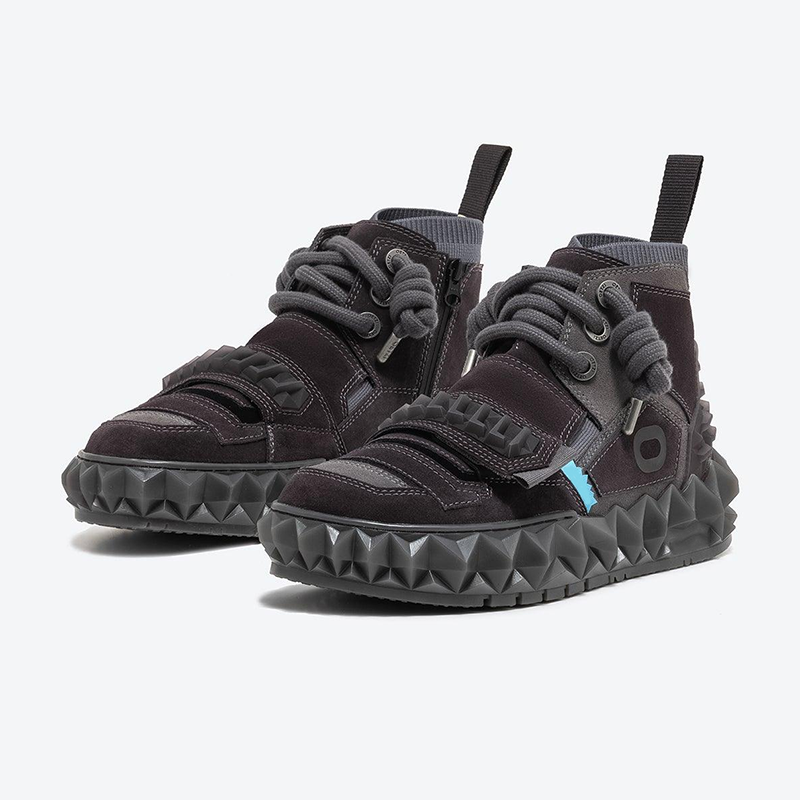 Opp France Men’s High-top Thick-soled Casual Trendy Shoes Brown