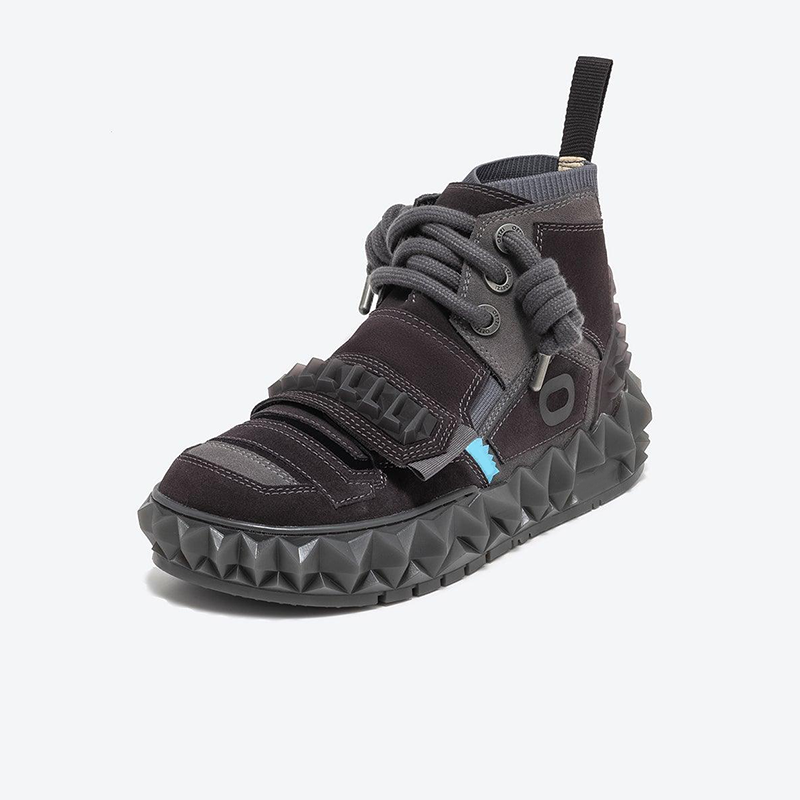 Opp France Men’s High-top Thick-soled Casual Trendy Shoes Brown