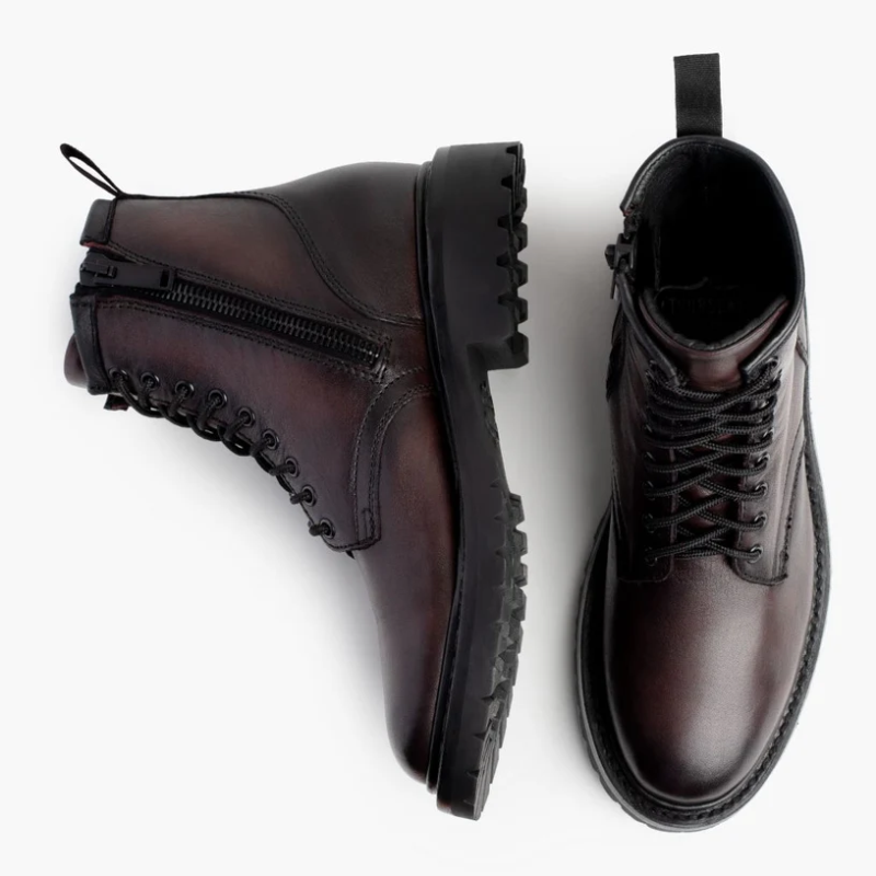 Opp France Men’s High Top Zipper Lace Up Martin Boots Black Cherry