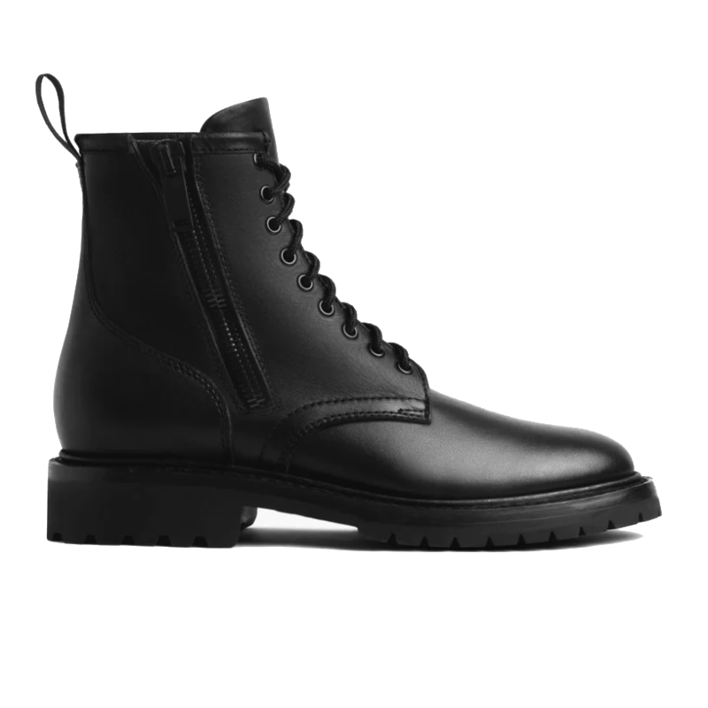 opp france Men’s High Top Zipper Lace up Martin Boots Black