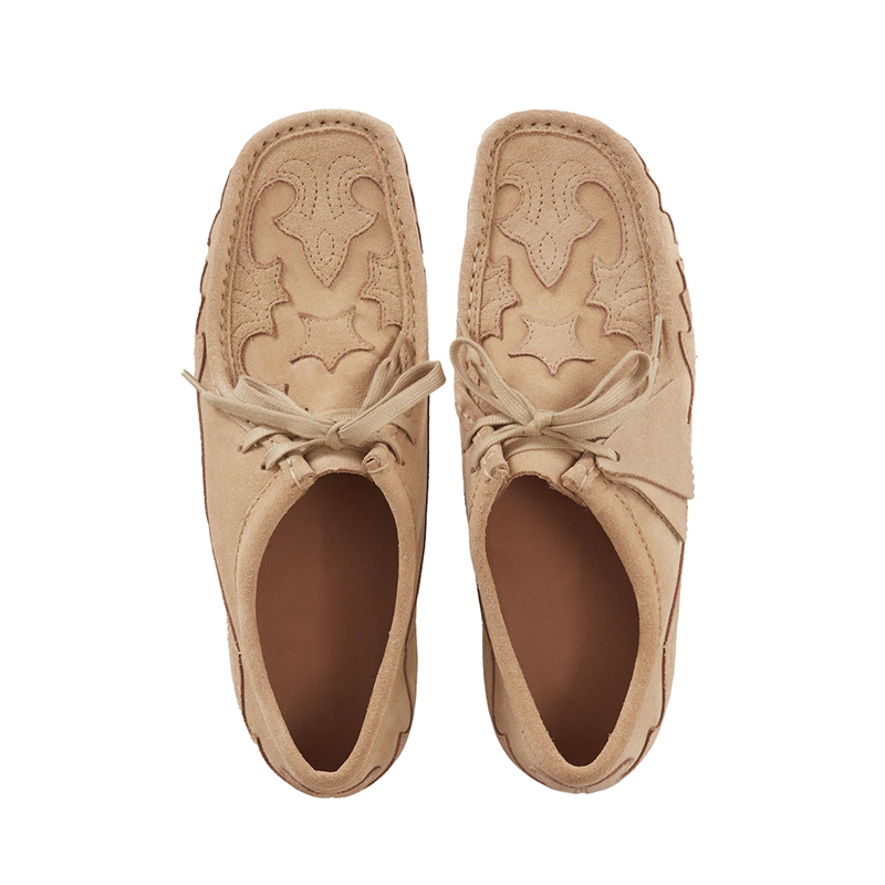 Opp France Men’s Khaki Retro Water Ripple Casual Shoes Western Cut Out Tan