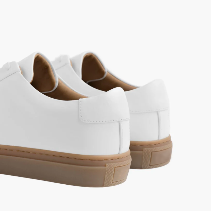 Opp France Men’s Lace-up Simple Soft Leather Casual Shoes White