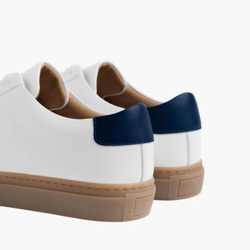 Opp France Men’s Lace-up Simple Soft Leather Casual Shoes White X Navy