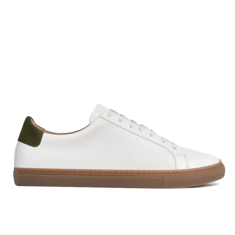 opp france Men’s Lace-up Simple Soft Leather Casual Shoes White x Green