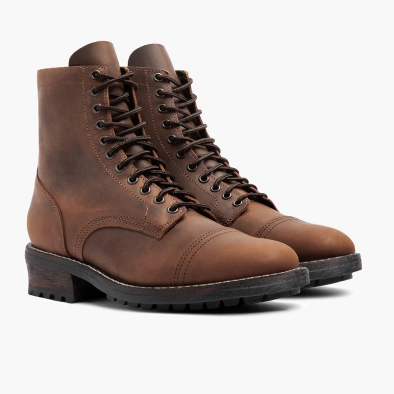 Opp France Men’s Matte Leather Retro High Top Lace-up Martin Boots Arizona Adobe