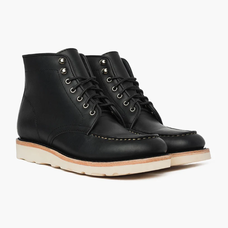 Opp France Men’s Retro Solid Color Simple Boots Black Matte