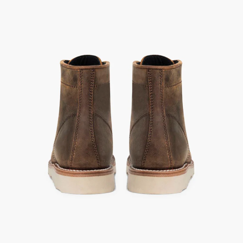 Opp France Men’s Retro Solid Color Simple Boots Burnt Copper