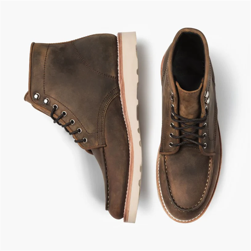 Opp France Men’s Retro Solid Color Simple Boots Burnt Copper