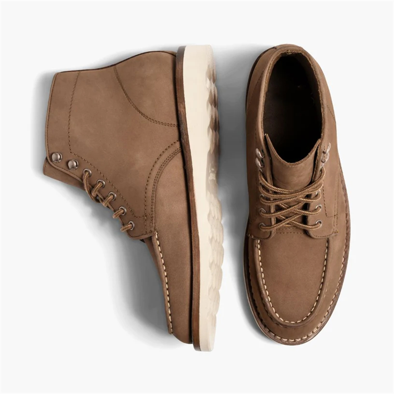 Opp France Men’s Retro Solid Color Simple Boots Pebble