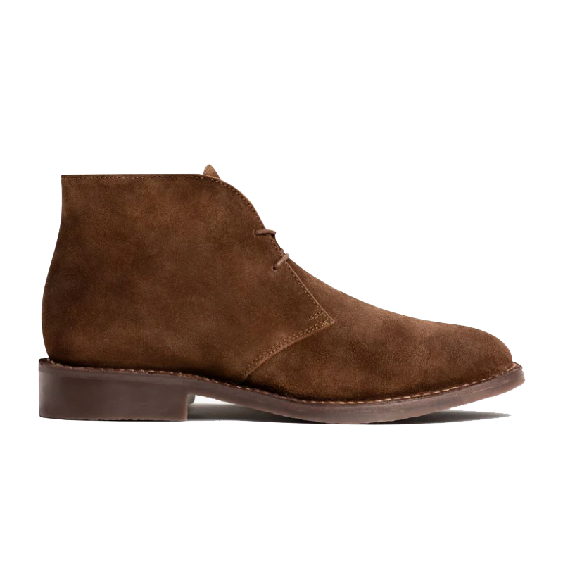 opp france Men’s Retro Suede Round Toe Solid Color Boots Cinnamon Suede