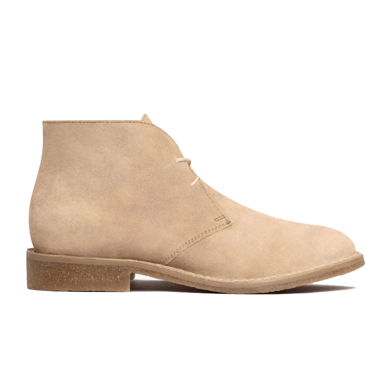 opp france Men’s Retro Suede Round Toe Solid Color Boots Dune