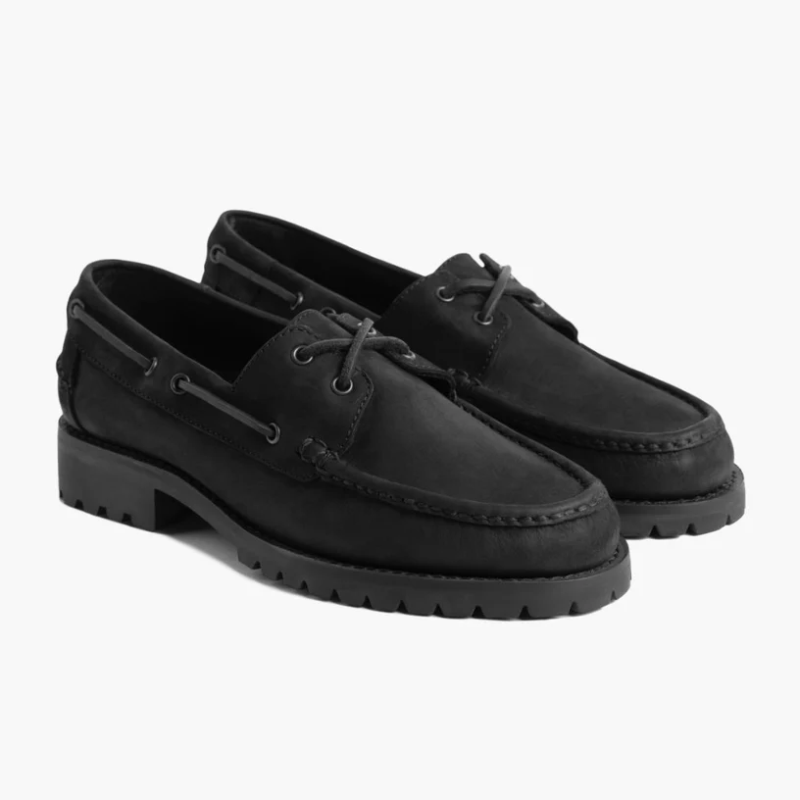 Opp France Men’s Retro Thick Sole Personality Casual Shoes Loafers Black Matte