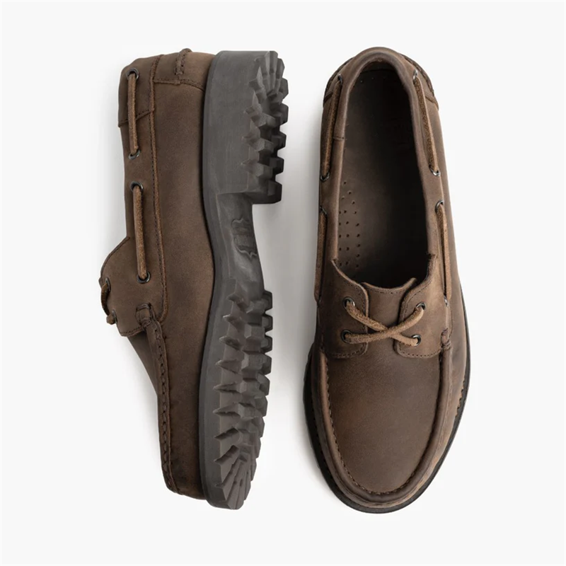 Opp France Men’s Retro Thick Sole Personality Casual Shoes Loafers Tobacco