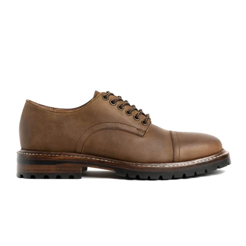 opp france Men’s Retro Thick-soled Lace-up Leather Casual Shoes Burnt Copper