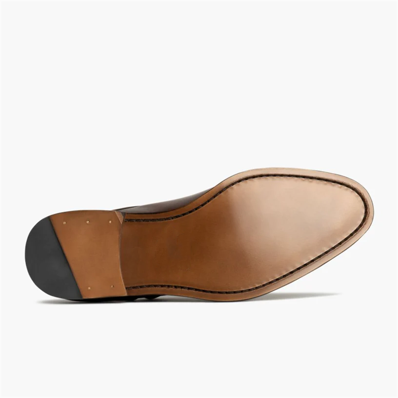 Opp France Men’s Slip-on Square Buckle Decorative Fashionable Leather Shoes Cinnamon