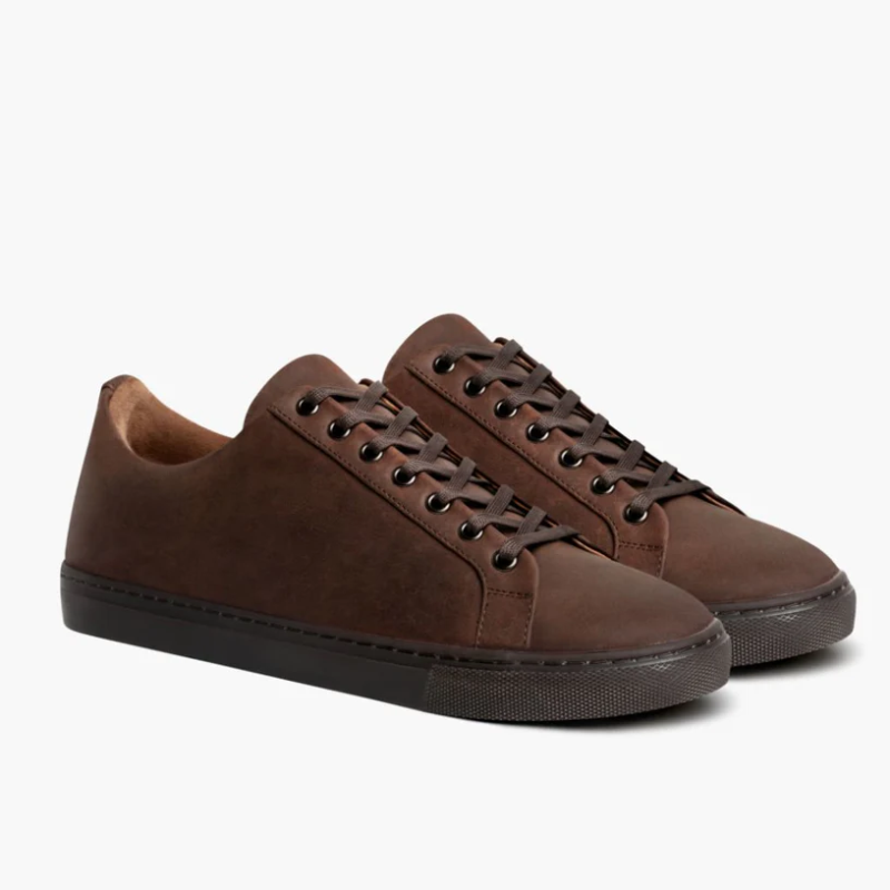 Opp France Men’s Solid Color Lace-up Soft Leather Simple Casual Shoes Arizona Adobe