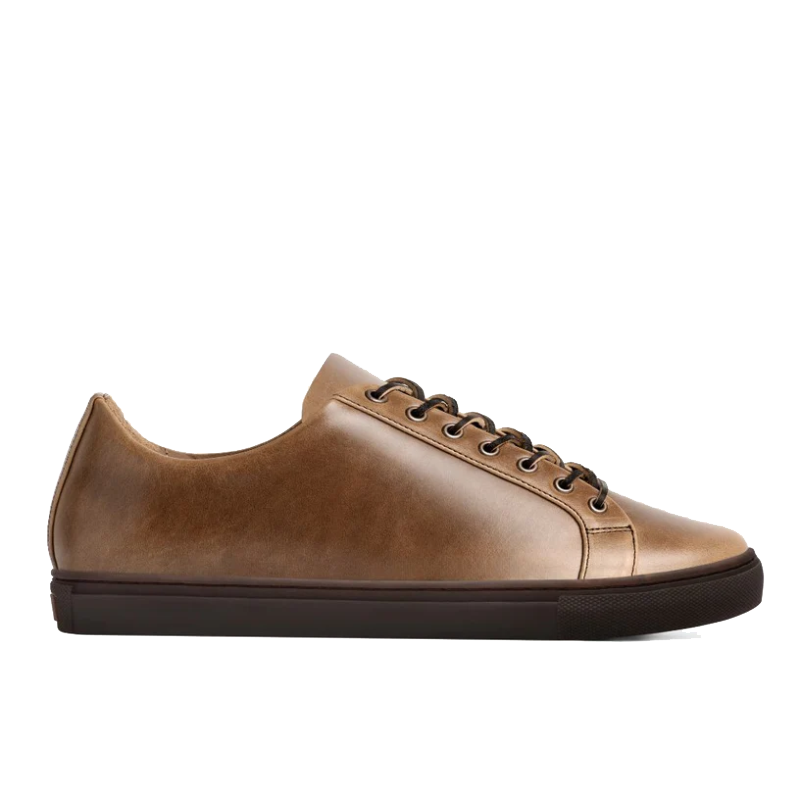 opp france Men’s Solid Color Lace-up Soft Leather Simple Casual Shoes Natural