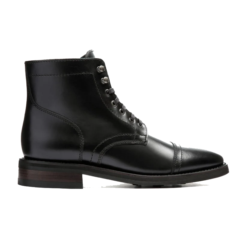 opp france Men’s Strong Elastic Leather Retro Lace-up Martin Boots Black