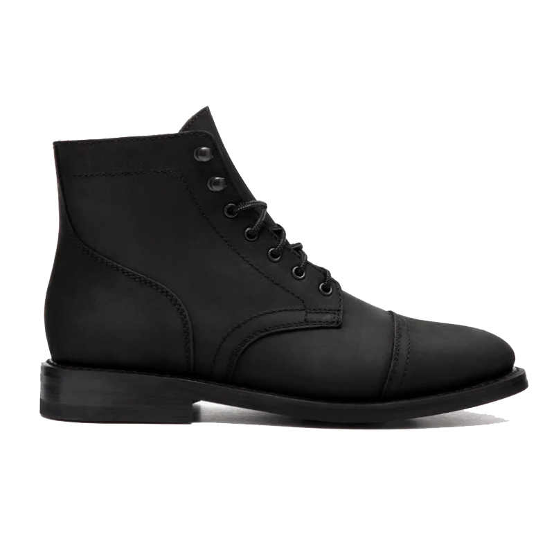 opp france Men’s Strong Elastic Leather Retro Lace-up Martin Boots Black Matte