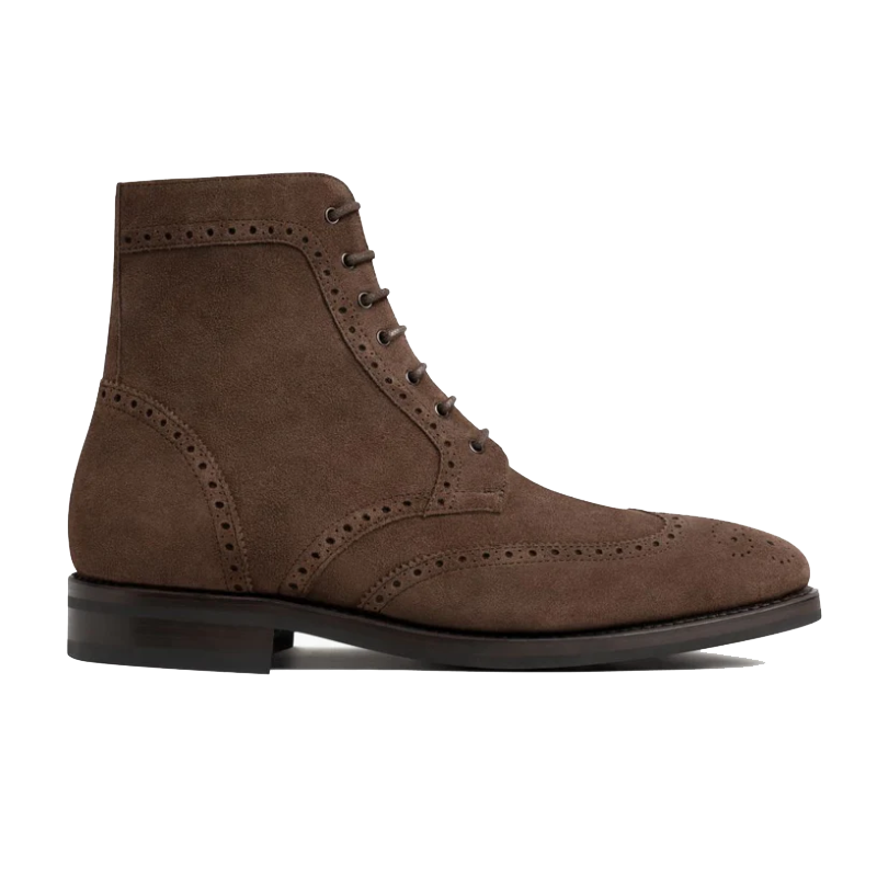 opp france Men’s Suede Solid Color Lace-up Martin Boots Chocolate Suede