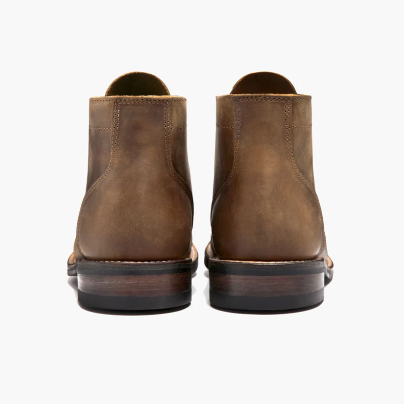 Opp France Men’s Thick Sole Lace Up Waxed Leather Low Top Boots Burnt Copper