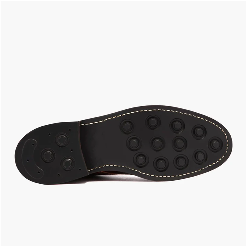 Opp France Men’s Thick Sole Lace Up Waxed Leather Low Top Boots Burnt Copper