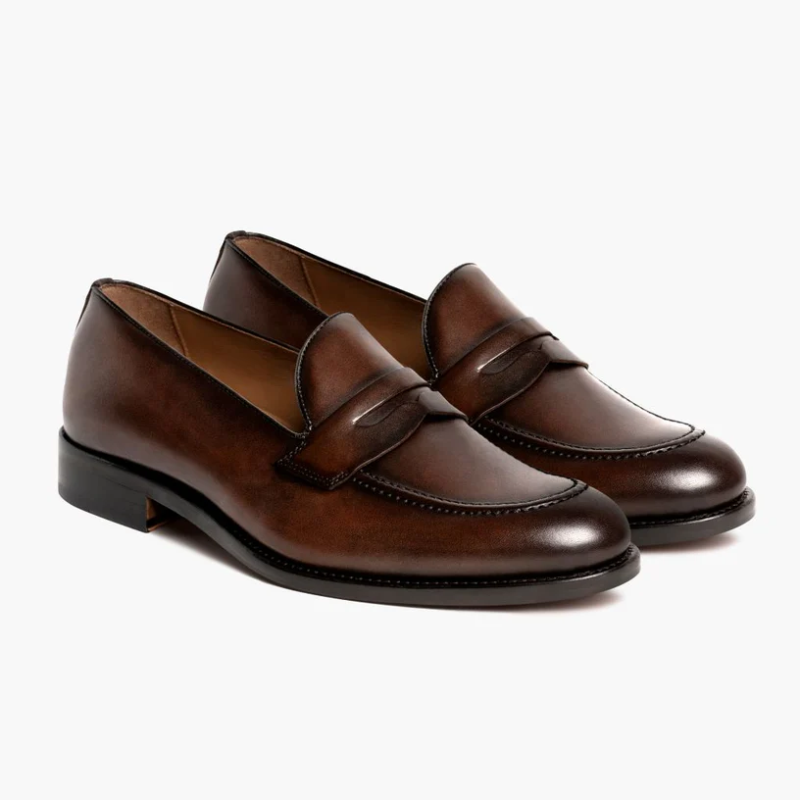 Opp France Men’s Thick-soled Casual Slip-on Simple Loafers Rich Mahogany