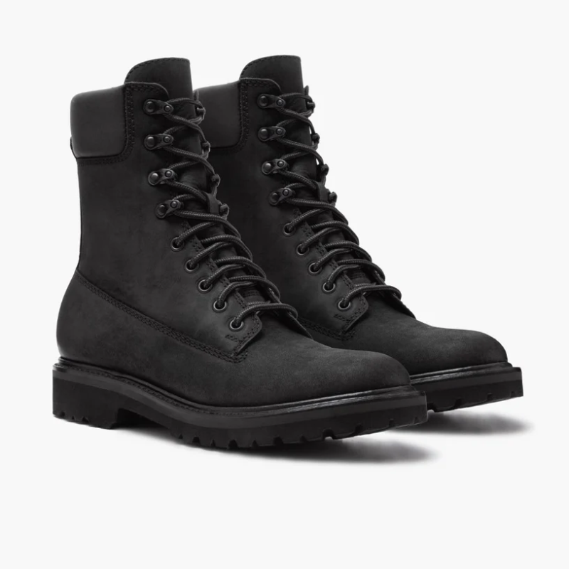 Opp France Men’s Thick-soled Outdoor High-top Lace-up Boots Black Matte