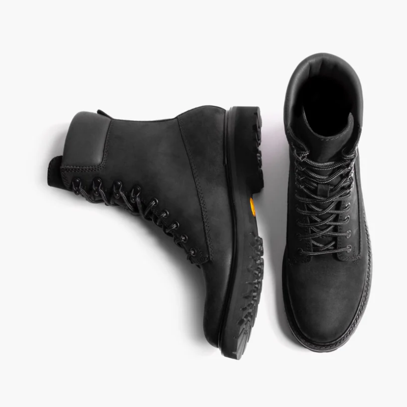 Opp France Men’s Thick-soled Outdoor High-top Lace-up Boots Black Matte