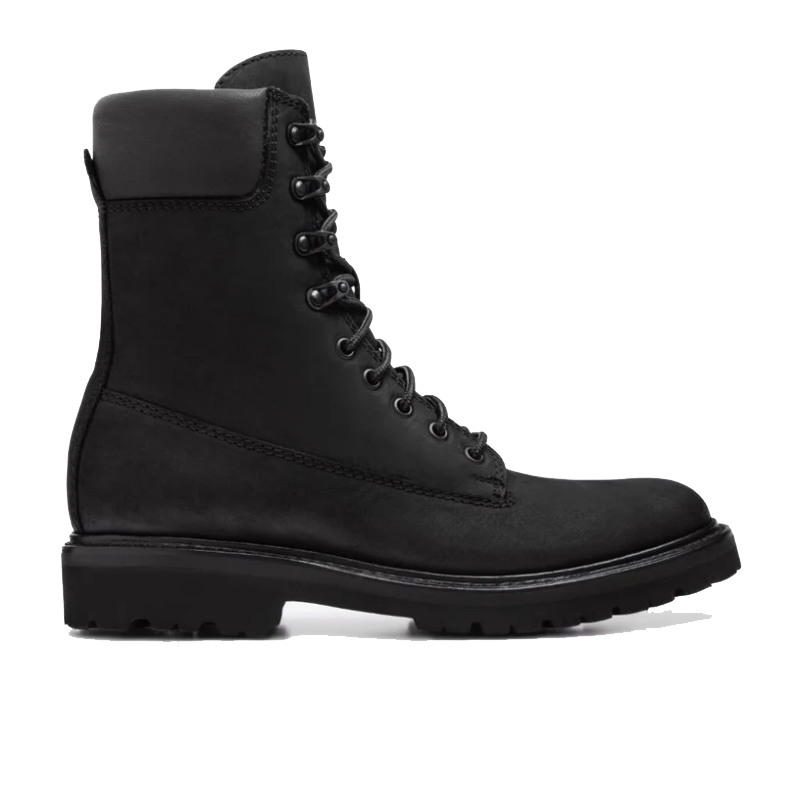 opp france Men’s Thick-soled Outdoor High-top Lace-up Boots Black Matte