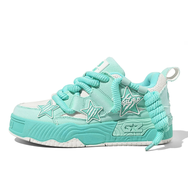 opp france Mint Green Unisex Couple Casual Fashion Shoes Personalized Star Sneakers